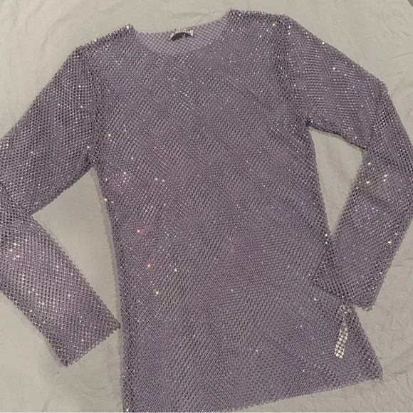 Free People Lilac Crystal Mesh Top - Picture 9 of 9
